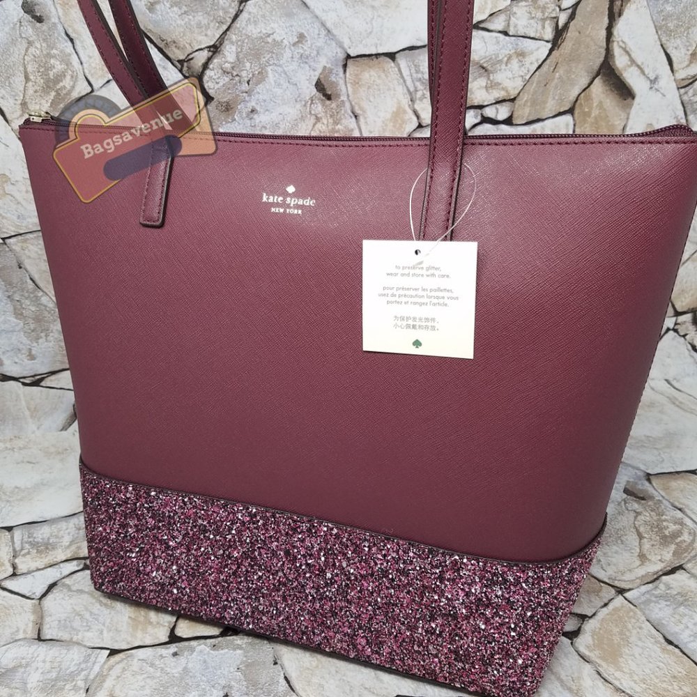 #bagsavenue Glitter Penny Greta Court Cherrywood Kate Spade FAST SHIPPING - Picture 1 of 15